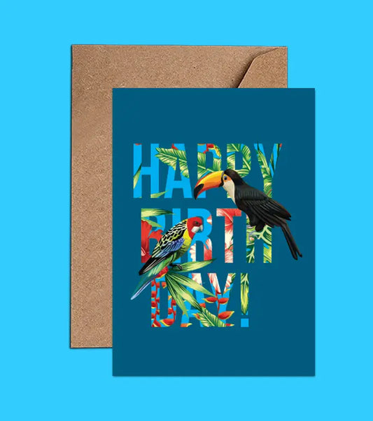 Happy Birthday Toucan & Parrot Card - OH, JAMES...
